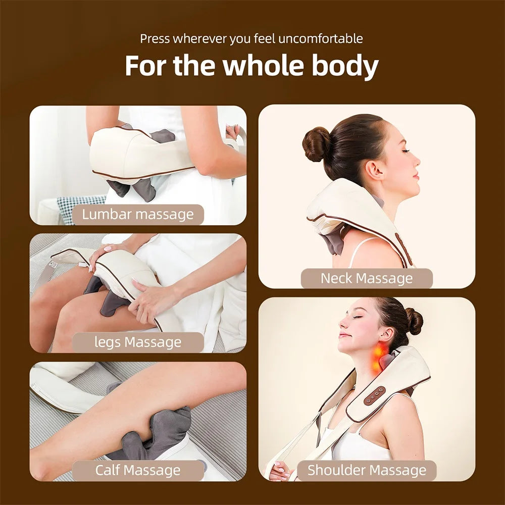 Electric Neck & Shoulder Massager – Wireless Kneading Pillow for Pain Relief & Relaxation