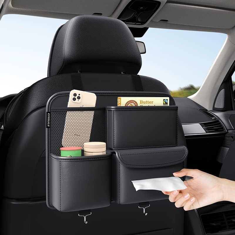 Premium PU Leather Car Seat Organizer – Multifunction Storage Bag & Back Seat Protector