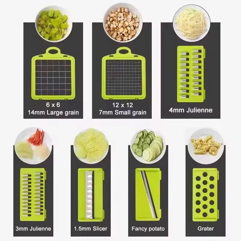 Multi-Function Kitchen Food Chopper – 12-in-1 Vegetable Cutter & Slicer